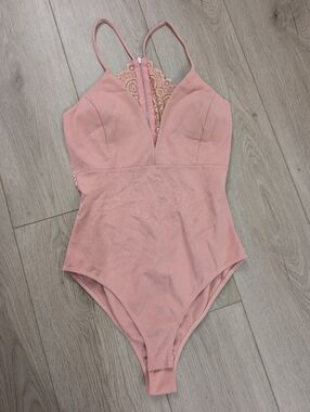 Cherry Mellow Peach Lace Open Back Bodysuit